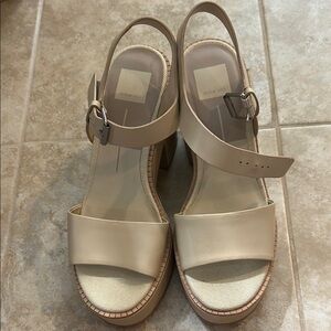 Dolce Vita Cream Sandals with Ankle Strap and Flat Sole